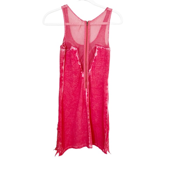 Free People Pink Cotton/mesh beaded dress Barbiecore size xs - Picture 4 of 7